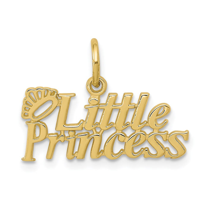 Million Charms 10K Yellow Gold Themed Little Princess With Crown Charm
