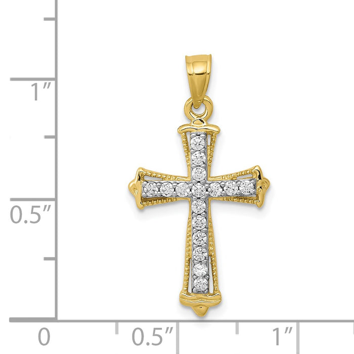 Million Charms 10K Yellow Gold Themed (Cubic Zirconia) CZ Relgious Cross Pendant