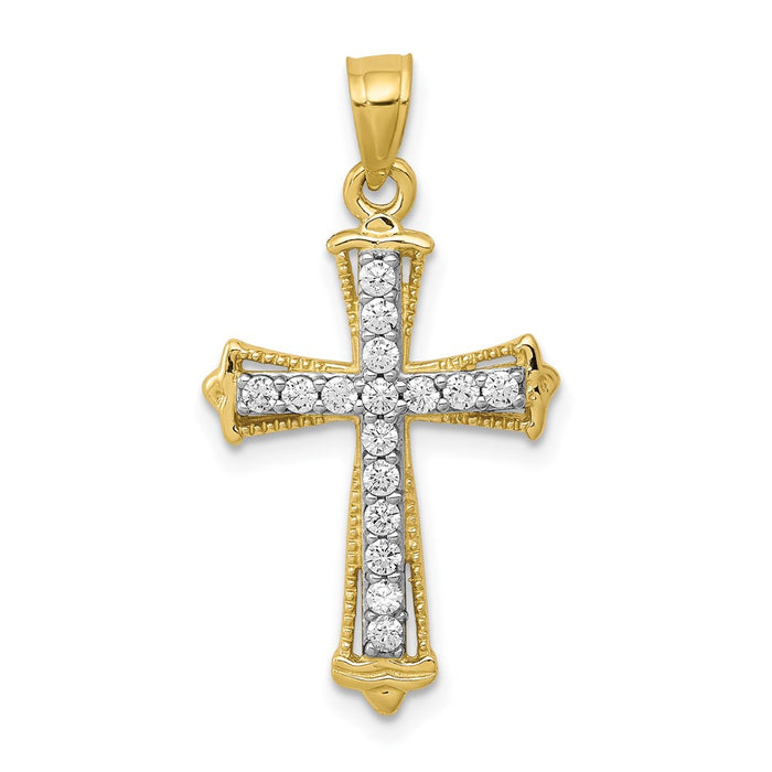 Million Charms 10K Yellow Gold Themed (Cubic Zirconia) CZ Relgious Cross Pendant