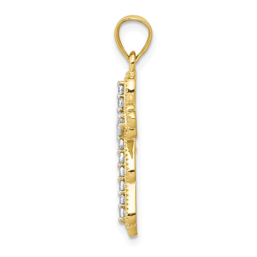 Million Charms 10K Yellow Gold Themed (Cubic Zirconia) CZ Filigree Relgious Cross Pendant