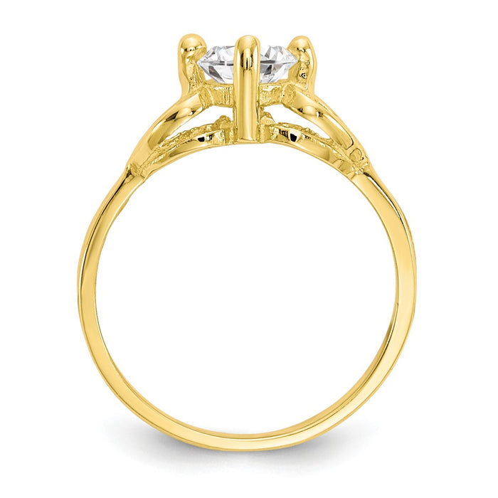 10k Yellow Gold CZ Polished Baby Ring, Size: 1