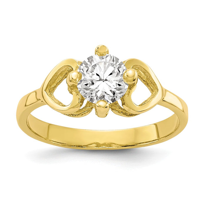 10k Yellow Gold CZ Polished Baby Ring, Size: 1