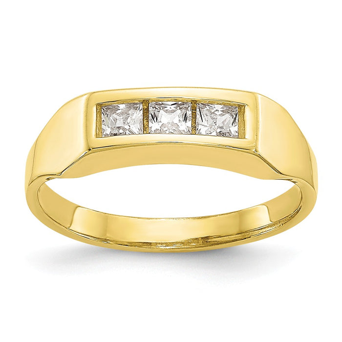 10k Yellow Gold CZ Polished Child's Ring, Size: 3