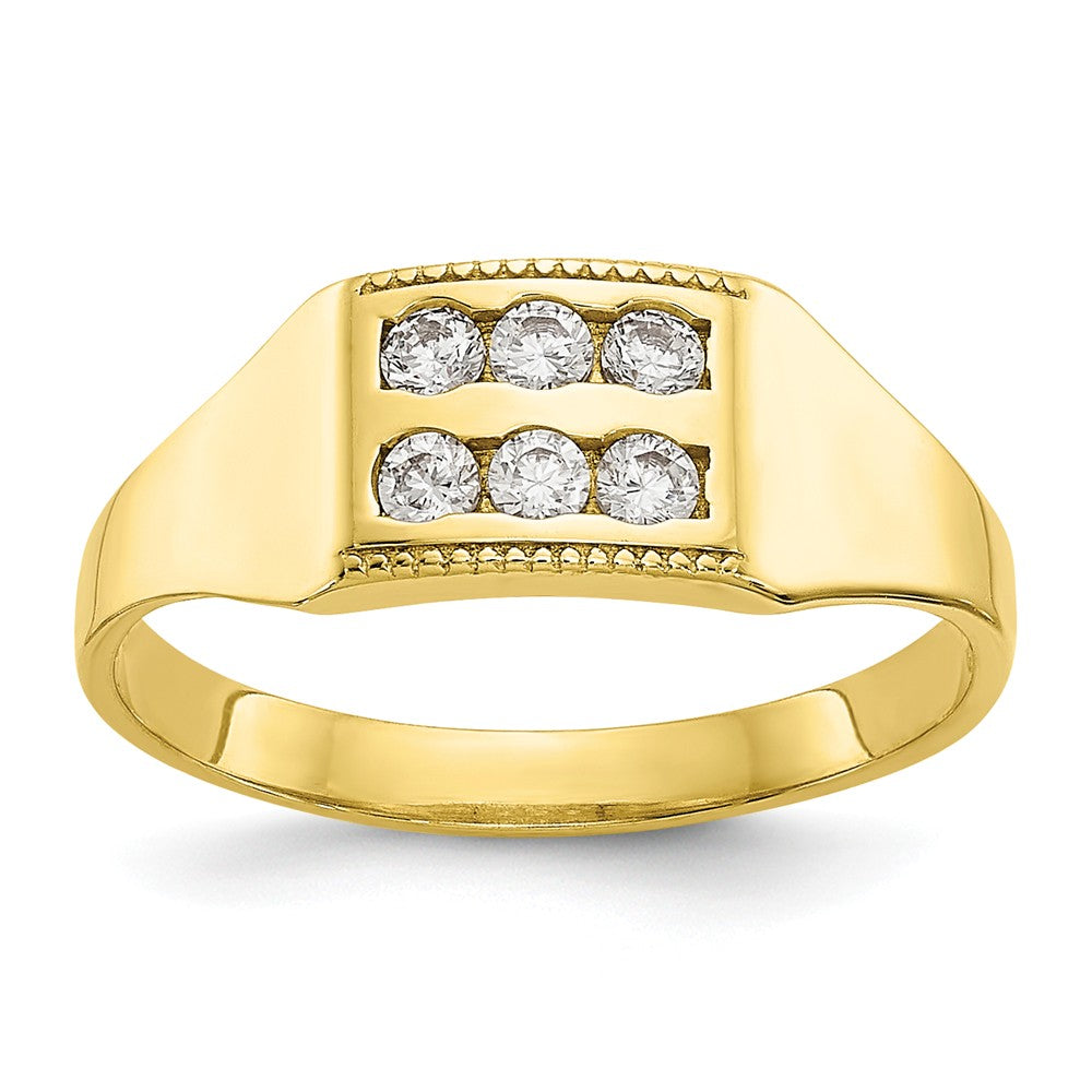 10k Yellow Gold CZ Polished Child's Ring, Size: 3