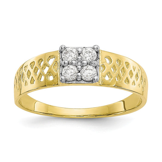 10k Yellow Gold CZ Baby Ring, Size: 1
