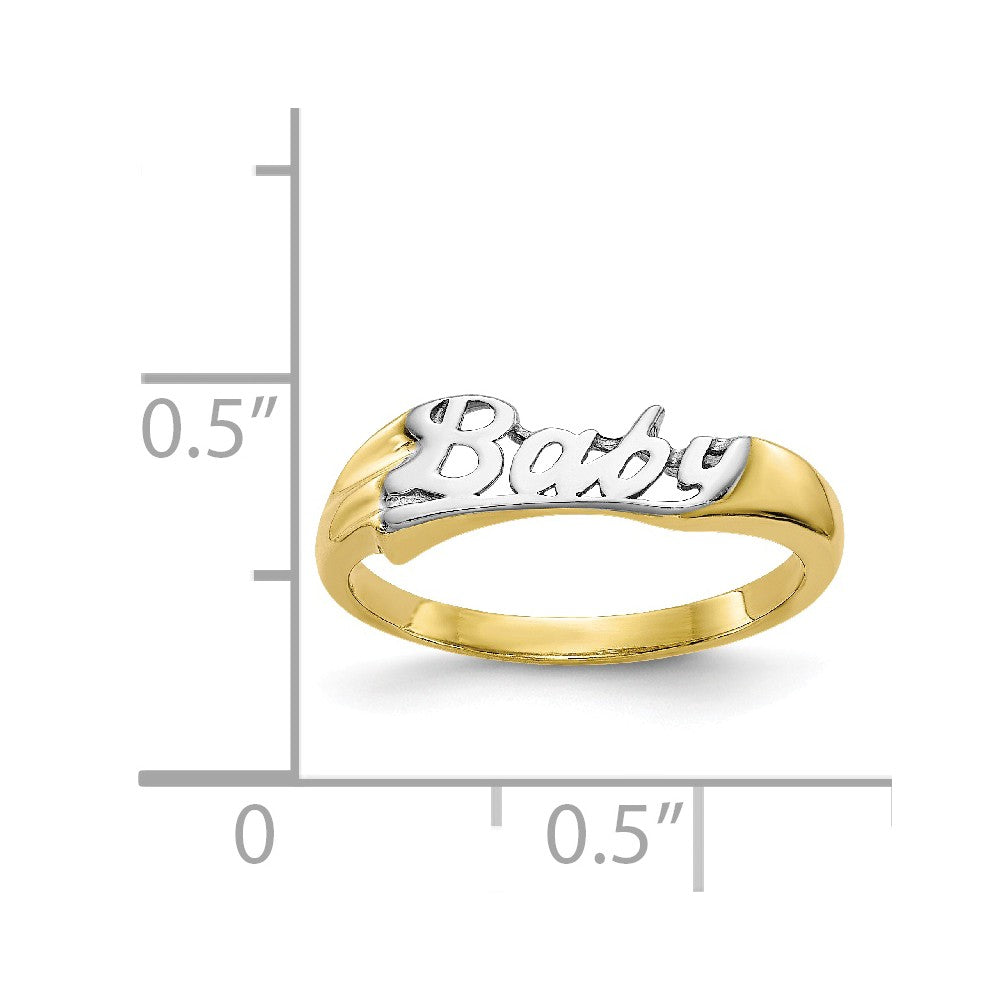 10k & Rhodium Baby Ring, Size: 3