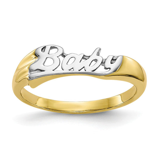 10k & Rhodium Baby Ring, Size: 3