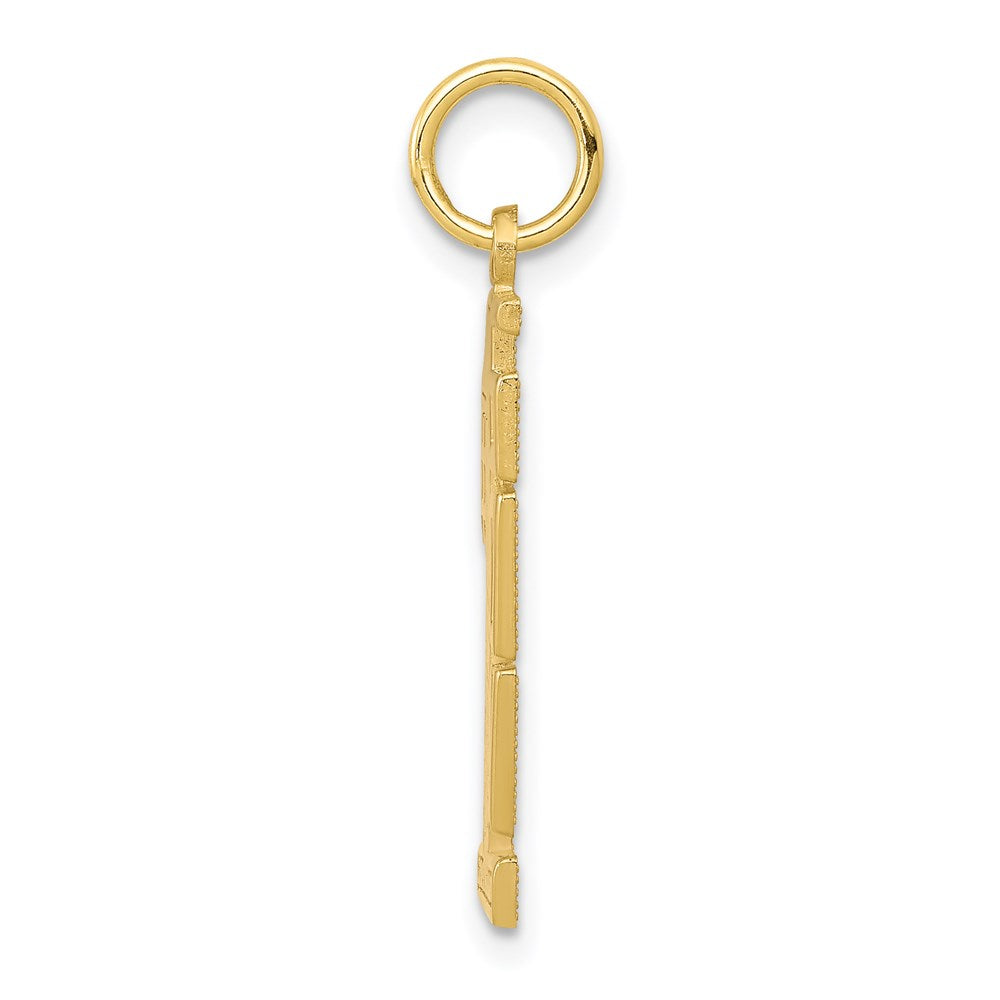 Million Charms 10K Yellow Gold Themed Lined Design #1 Son Charm
