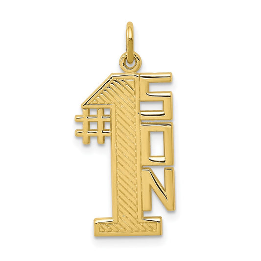 Million Charms 10K Yellow Gold Themed Lined Design #1 Son Charm