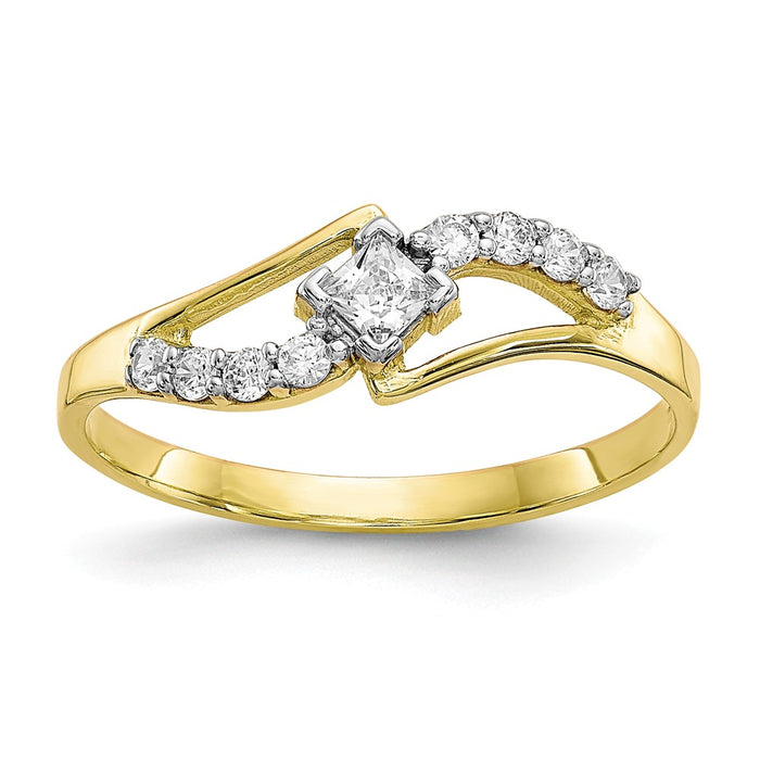 10k Yellow Gold CZ Ring, Size: 6