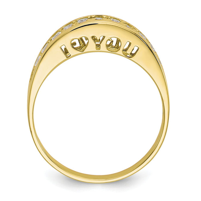 10k Yellow Gold I Love You Forever CZ Ring, Size: 7