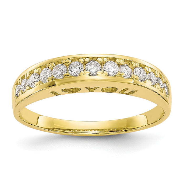 10k Yellow Gold I Love You Forever CZ Ring, Size: 7