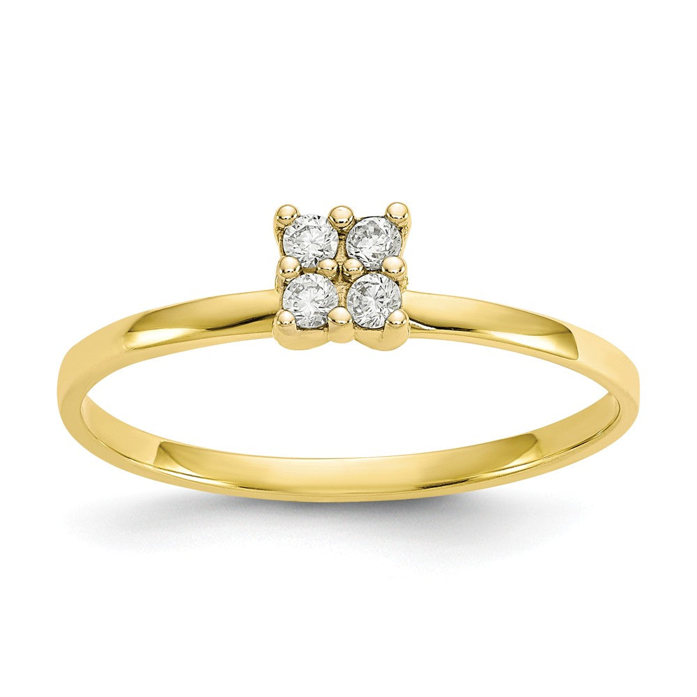 10k Yellow Gold CZ Promise Ring, Size: 7