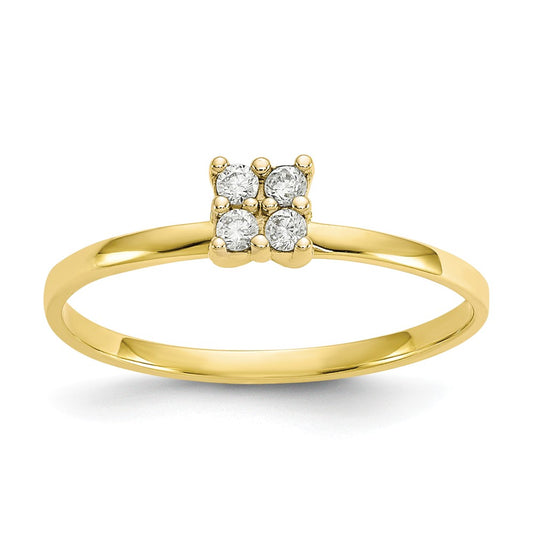 10k Yellow Gold CZ Promise Ring, Size: 7