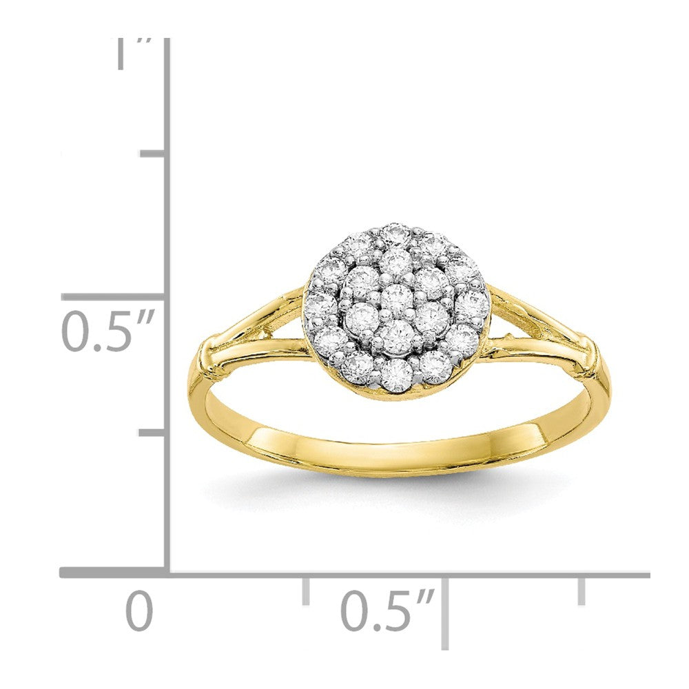 10k Yellow Gold CZ Cluster Ring, Size: 6