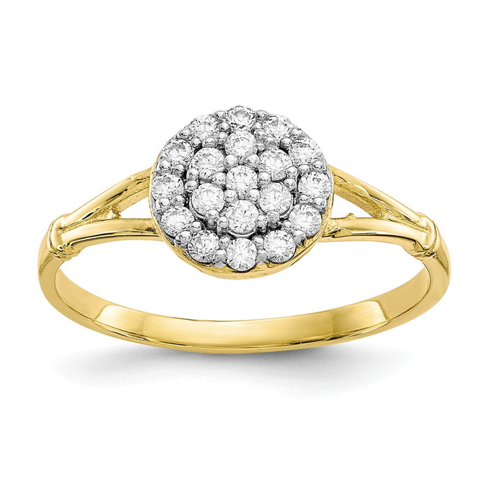 10k Yellow Gold CZ Cluster Ring, Size: 6