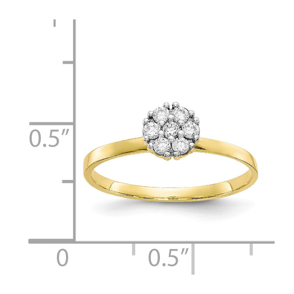 10k Yellow Gold CZ Cluster Promise Ring, Size: 6