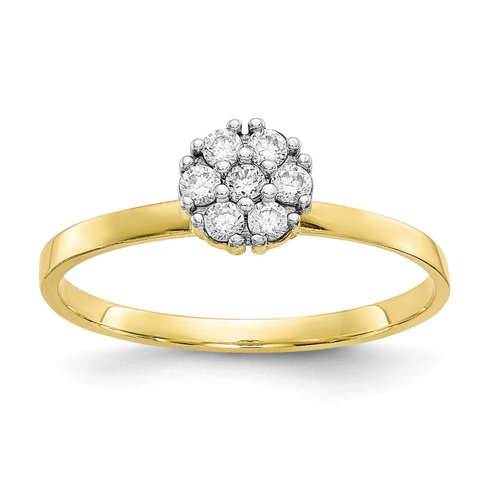 10k Yellow Gold CZ Cluster Promise Ring, Size: 6