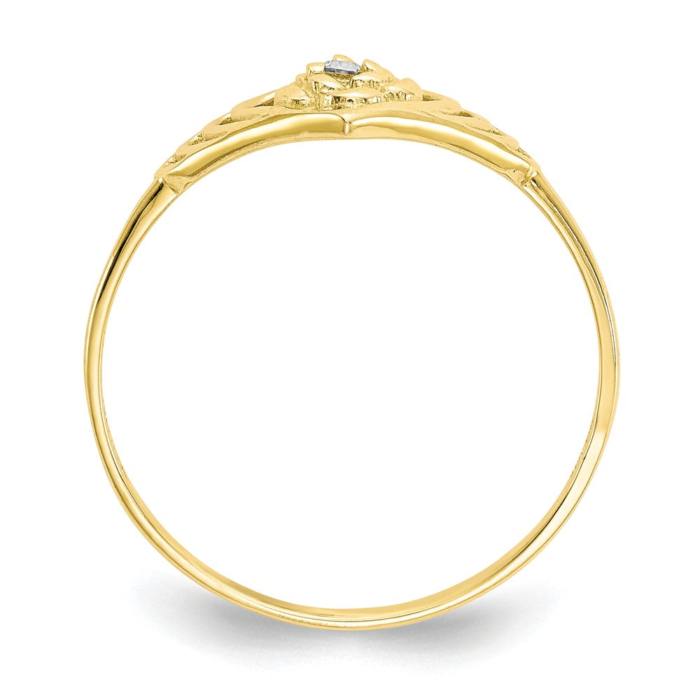 10k Yellow Gold CZ Heart Ring, Size: 6