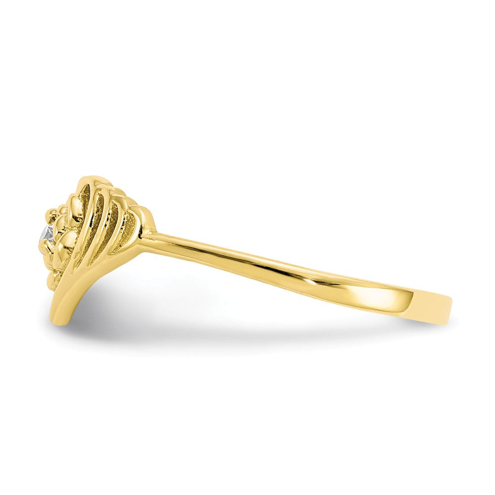 10k Yellow Gold CZ Heart Ring, Size: 6