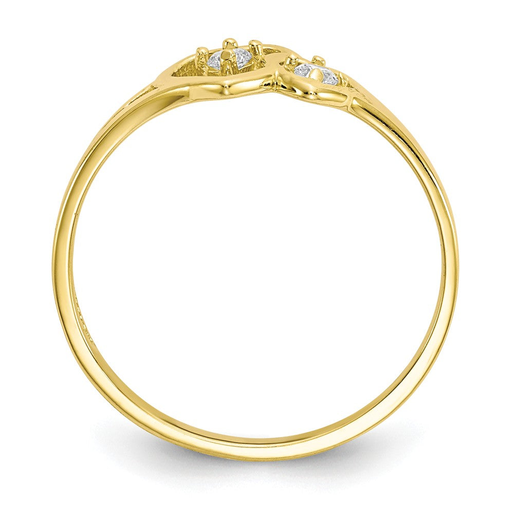 10k Double Heart CZ Ring, Size: 6