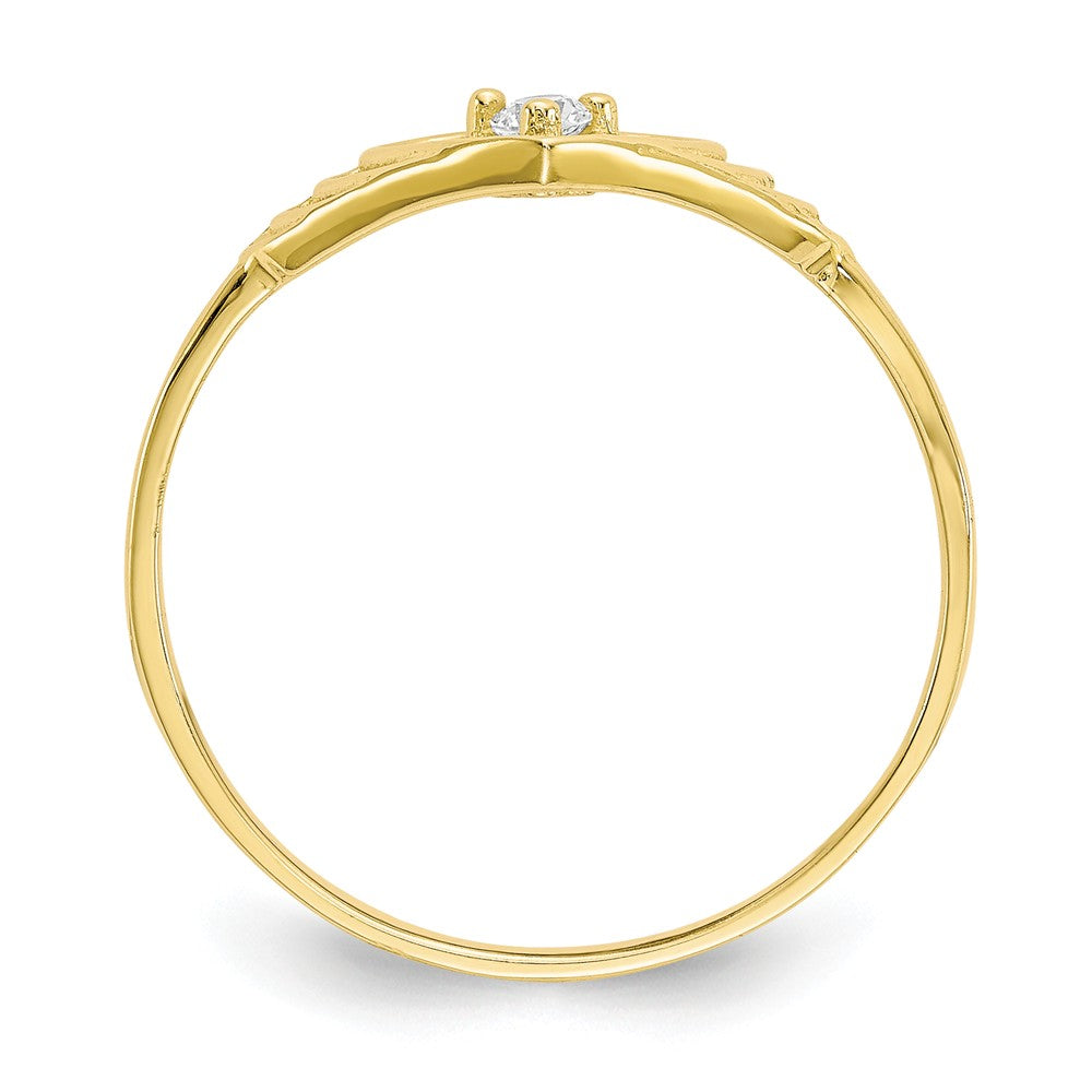 10k Yellow Gold CZ Heart Ring, Size: 6