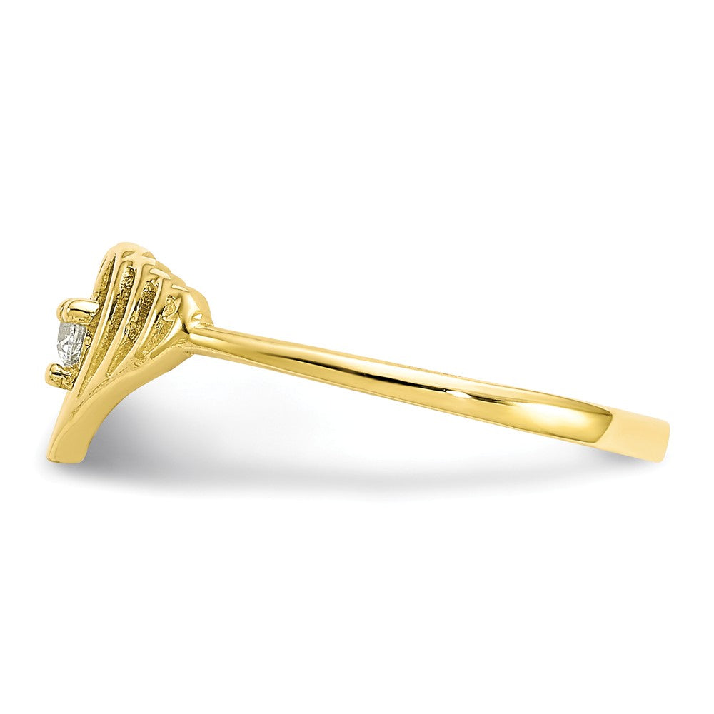 10k Yellow Gold CZ Heart Ring, Size: 6
