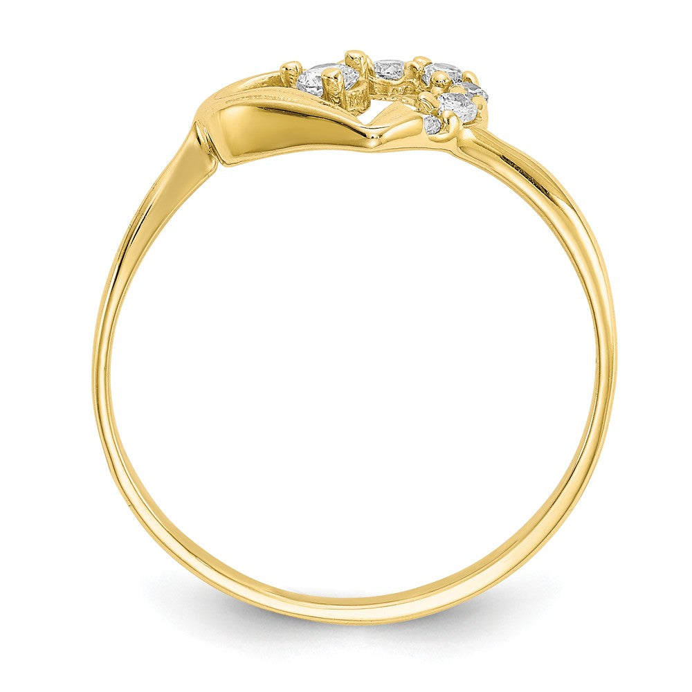 10k Yellow Gold CZ Heart Ring, Size: 7