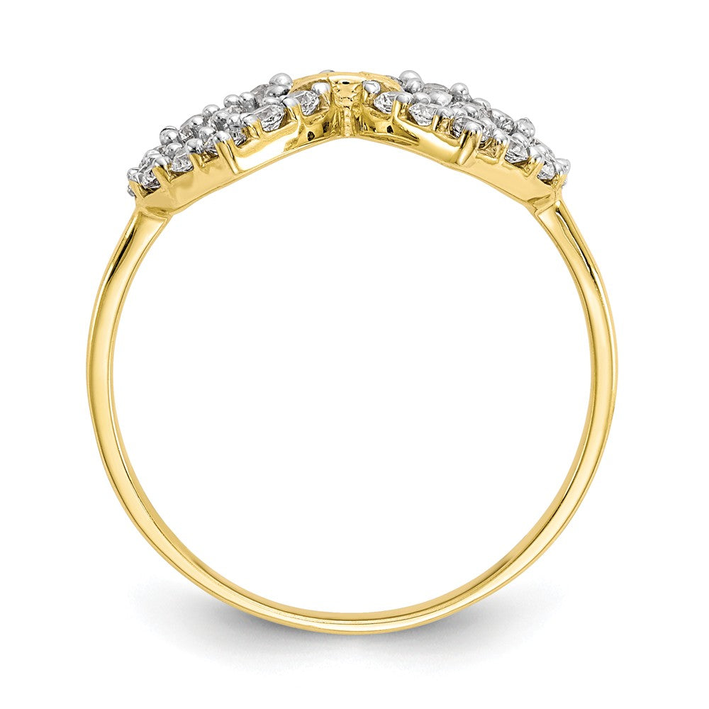 10k Yellow Gold Double Heart CZ Ring, Size: 6