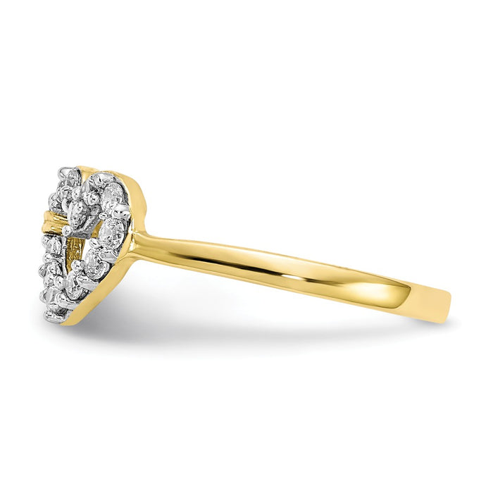10k Yellow Gold Double Heart CZ Ring, Size: 6
