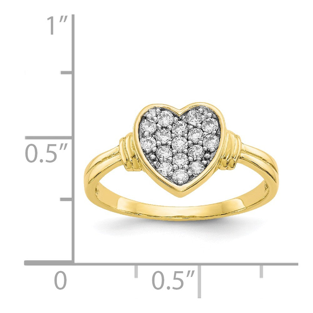 10k & Rhodium CZ Heart Ring, Size: 6