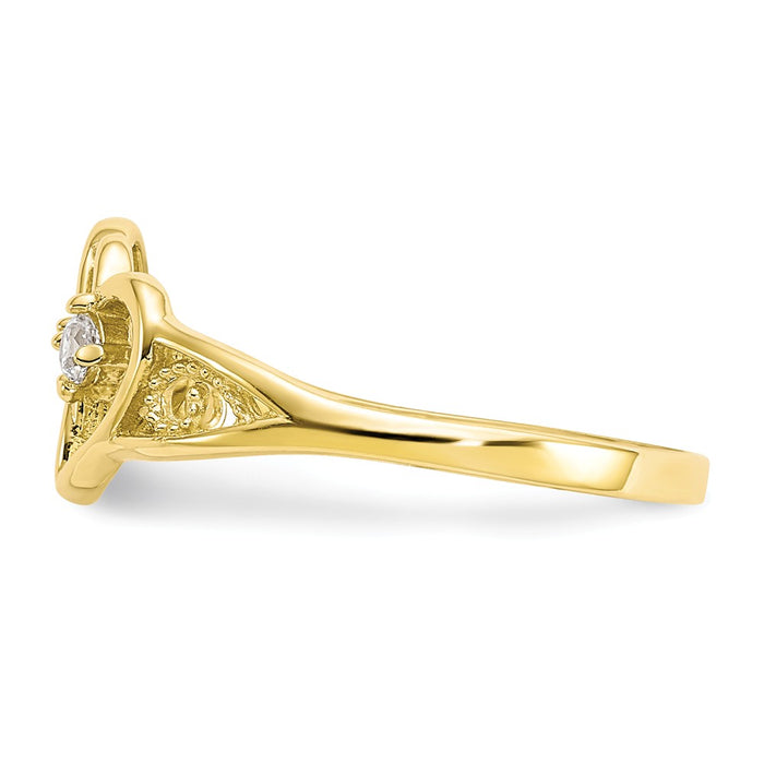 10k Yellow Gold Double Heart CZ Ring, Size: 7