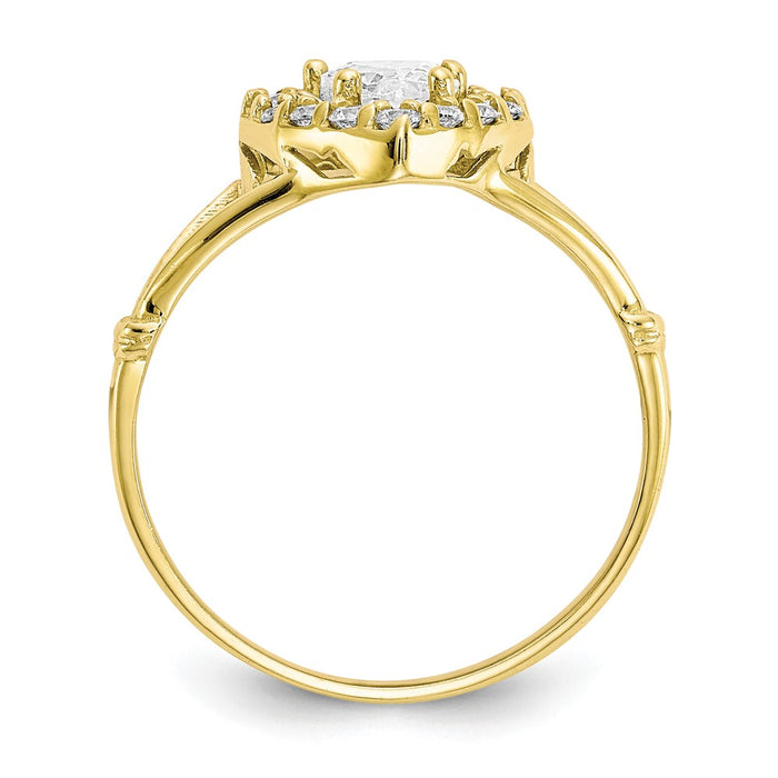 10k Yellow Gold CZ Heart Ring, Size: 7