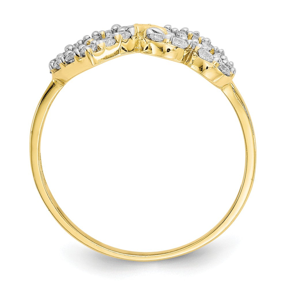 10k Yellow Gold Double Heart CZ Ring, Size: 6