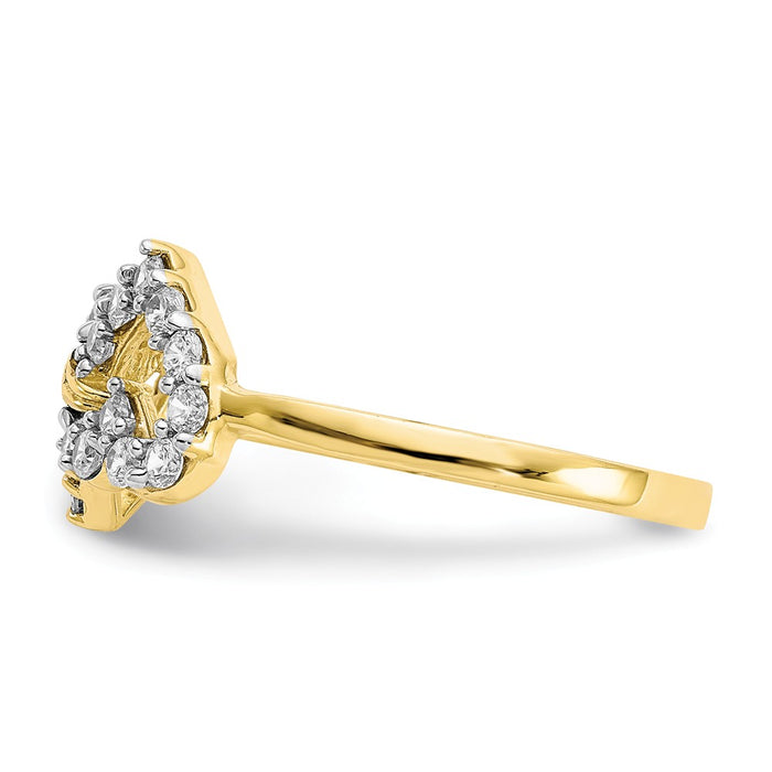 10k Yellow Gold Double Heart CZ Ring, Size: 6
