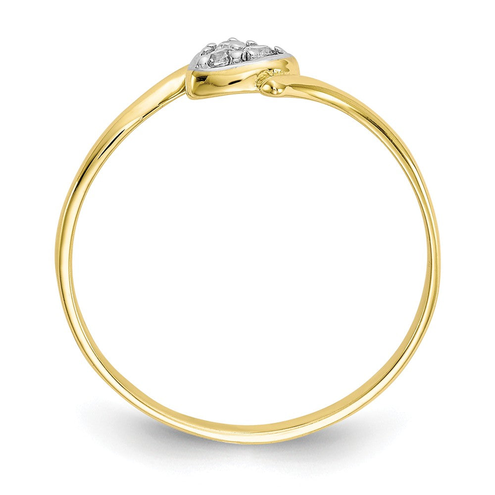 10k & Rhodium CZ Heart Ring, Size: 7
