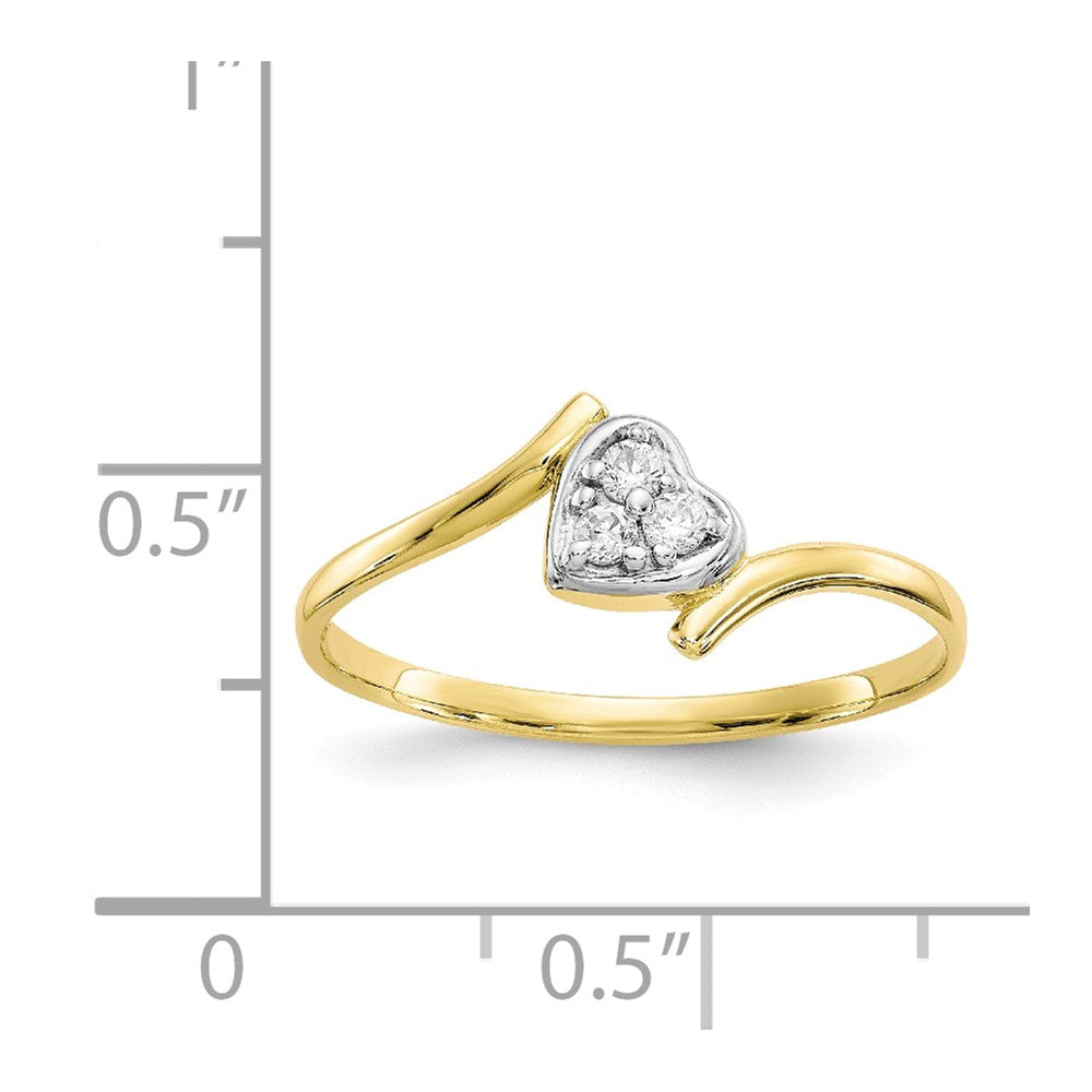 10k & Rhodium CZ Heart Ring, Size: 7
