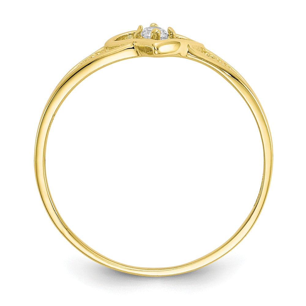 10k Yellow Gold Heart CZ Ring, Size: 6