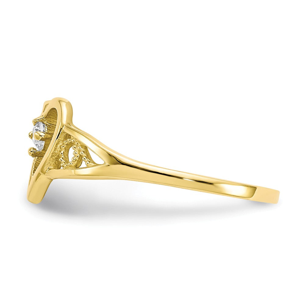 10k Yellow Gold Heart CZ Ring, Size: 6
