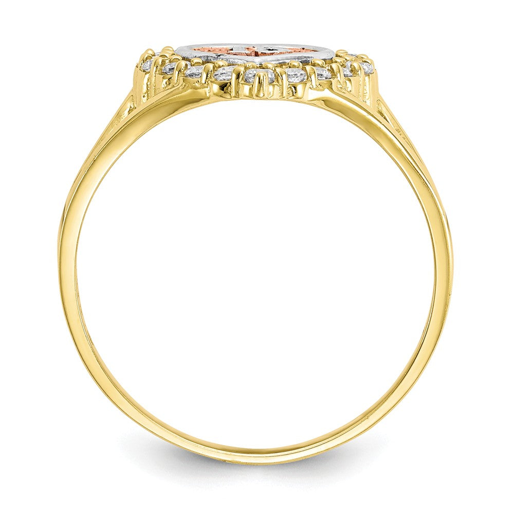 10k Two-Tone Gold Sweet 15 Heart Ring, Size: 6