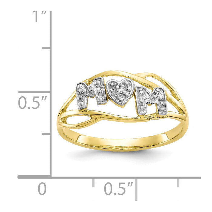 10k & Rhodium Mom Ring, Size: 7