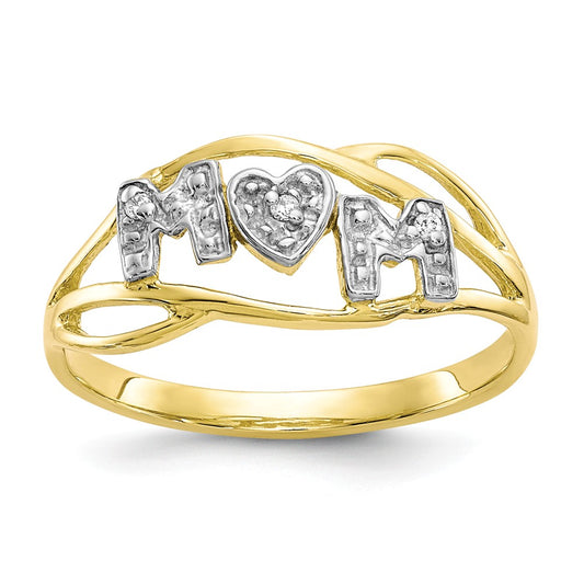 10k & Rhodium Mom Ring, Size: 7