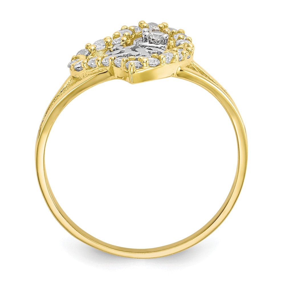 10k & Rhodium I Love You CZ Heart Ring, Size: 6