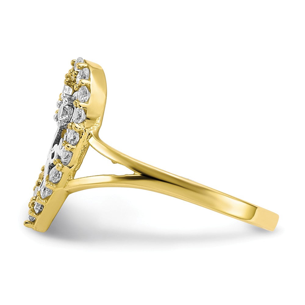 10k & Rhodium I Love You CZ Heart Ring, Size: 6