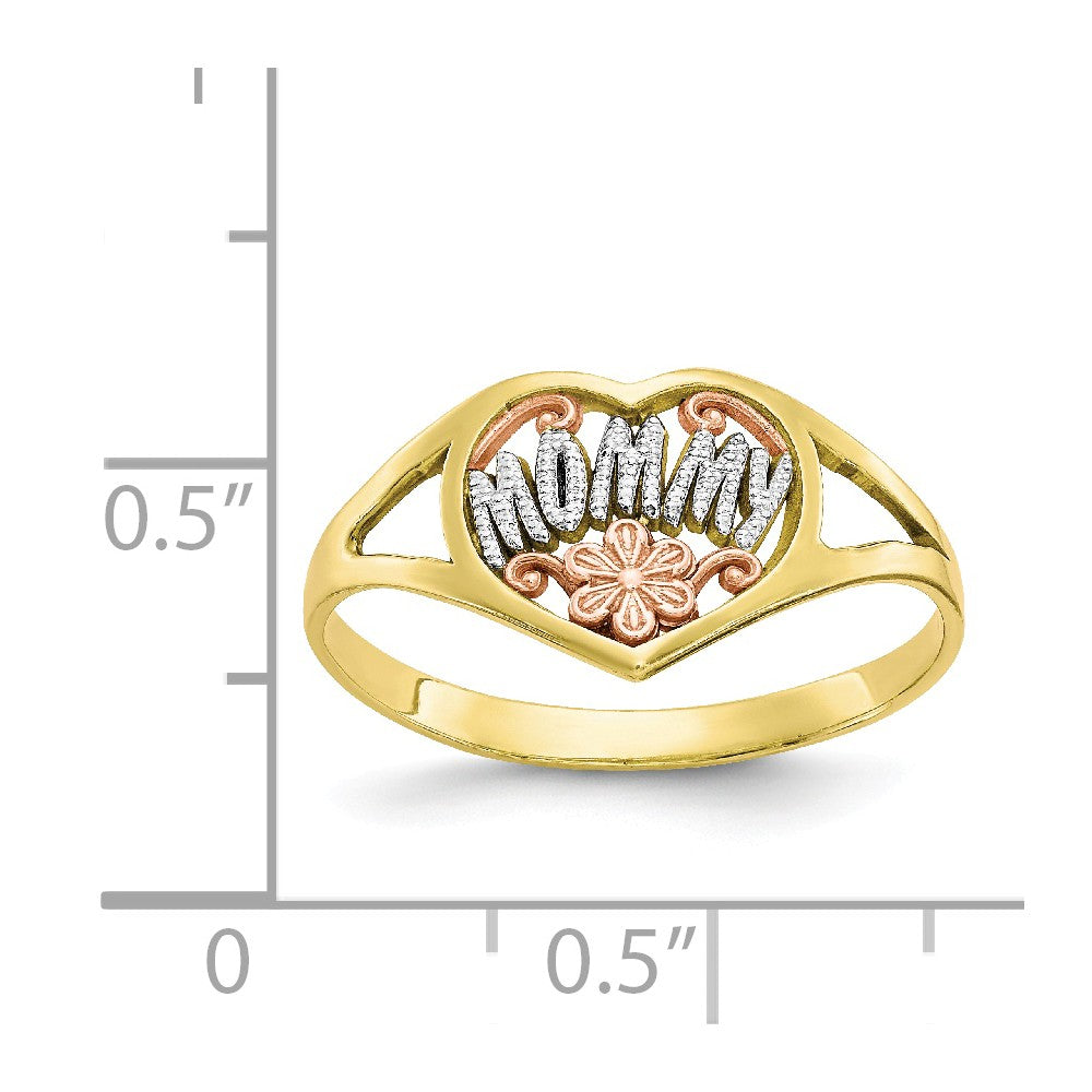 10k Two-Tone Gold & Rhodium Mommy Heart Ring, Size: 7
