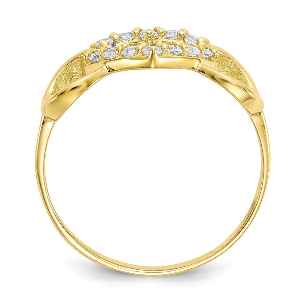 10k Yellow Gold CZ Heart Ring, Size: 7.5