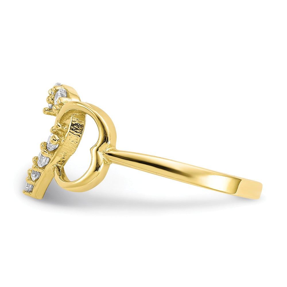 10k Yellow Gold CZ Heart Ring, Size: 7.5