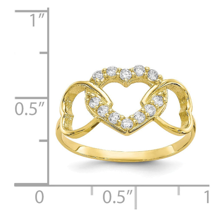 10k Yellow Gold CZ Heart Ring, Size: 7.5