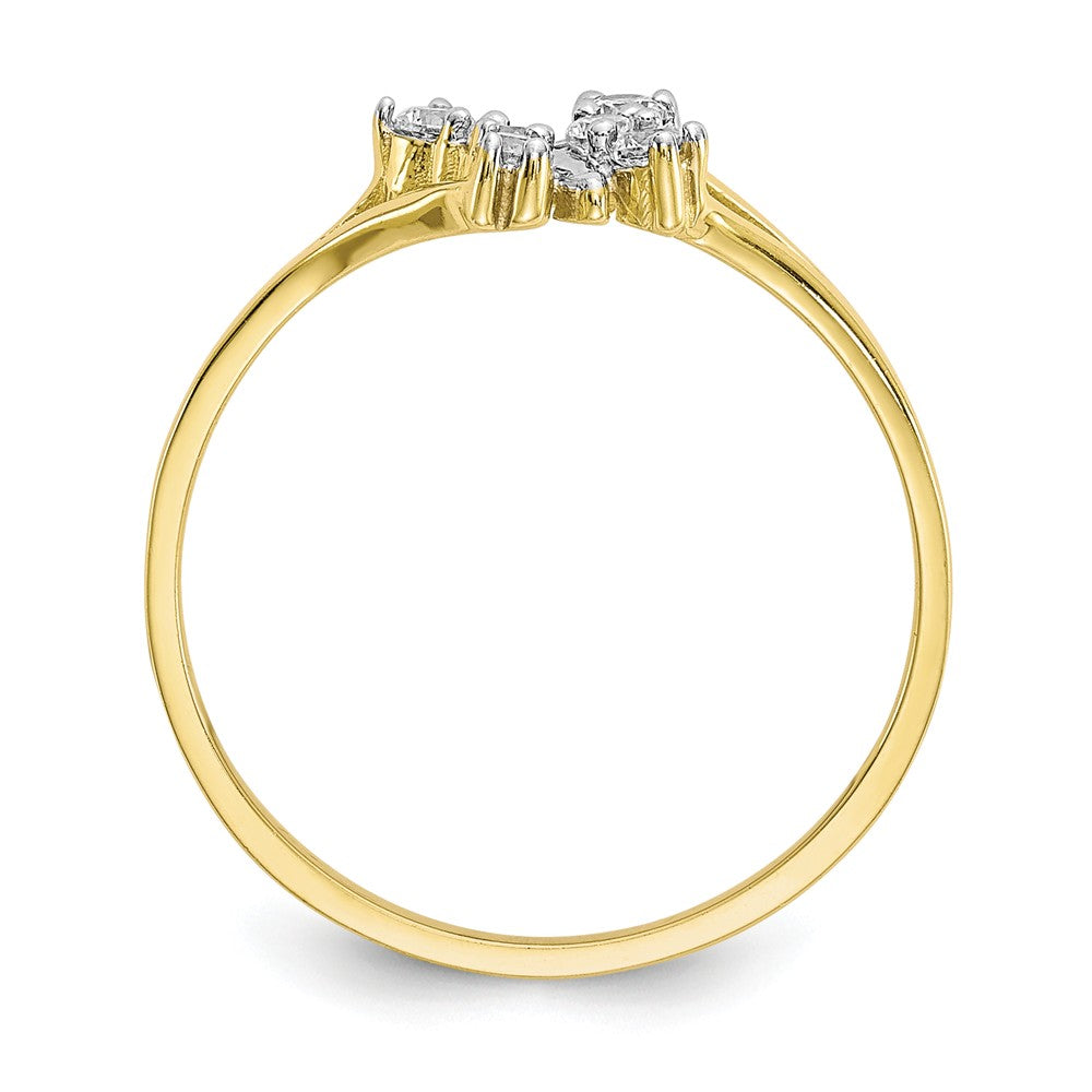10k & Rhodium CZ Butterfly Ring, Size: 6