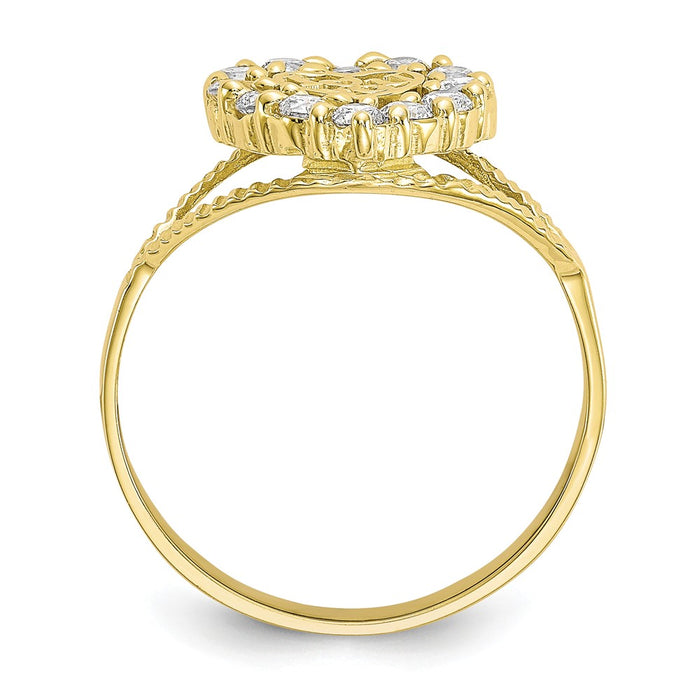 10k Yellow Gold CZ I Love You Heart Ring, Size: 6